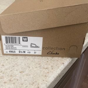 Clarks Jillian Rise Pewter metallic sandal. Brand new in box.